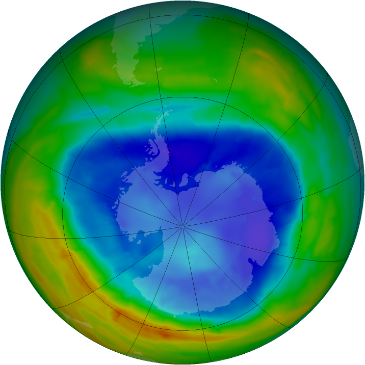 Antarctic ozone map for 04 September 2014